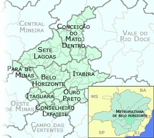 mapa da regiao de Belo Horizonte